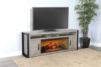Sunny Designs -  78in Media Console with Electric Fireplace - K3652AG-78W veiw 2