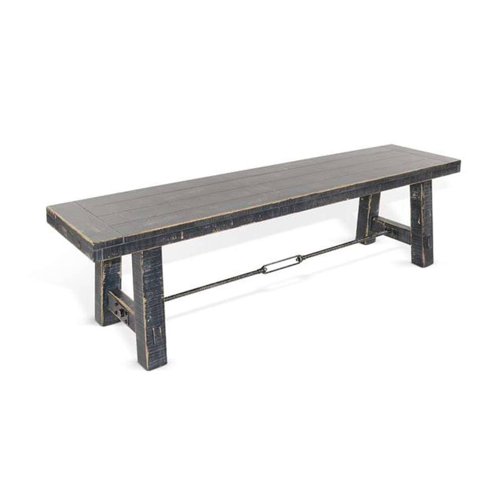 Sunny Designs - Marina -  64in Black Sand Bench with Turnbuckle, Wood Seat - 1615BS veiw 1