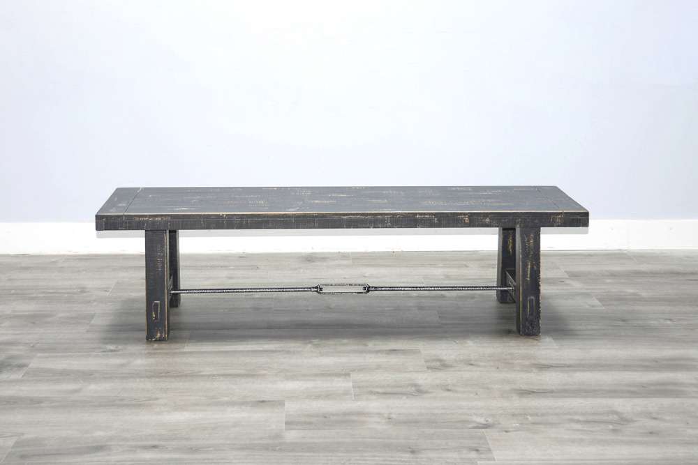 Sunny Designs - Marina -  64in Black Sand Bench with Turnbuckle, Wood Seat - 1615BS veiw 2