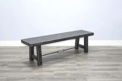 Sunny Designs - Marina -  64in Black Sand Bench with Turnbuckle, Wood Seat - 1615BS veiw 3