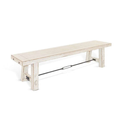 Sunny Designs - Marina -  64in White Sand Bench with Turnbuckle, Wood Seat - 1615WS veiw 1