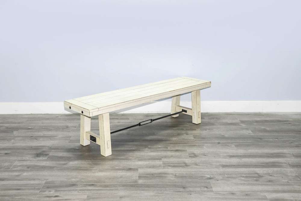 Sunny Designs - Marina -  64in White Sand Bench with Turnbuckle, Wood Seat - 1615WS veiw 3