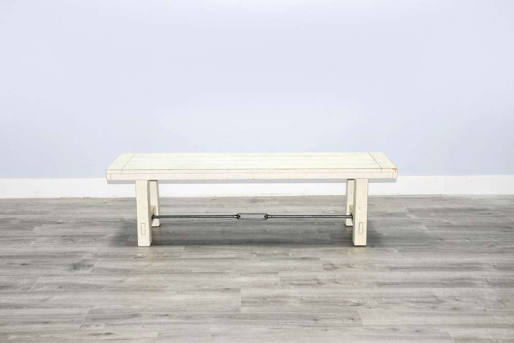 Sunny Designs - Marina -  64in White Sand Bench with Turnbuckle, Wood Seat - 1615WS veiw 4