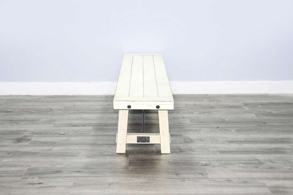 Sunny Designs - Marina -  64in White Sand Bench with Turnbuckle, Wood Seat - 1615WS veiw 5