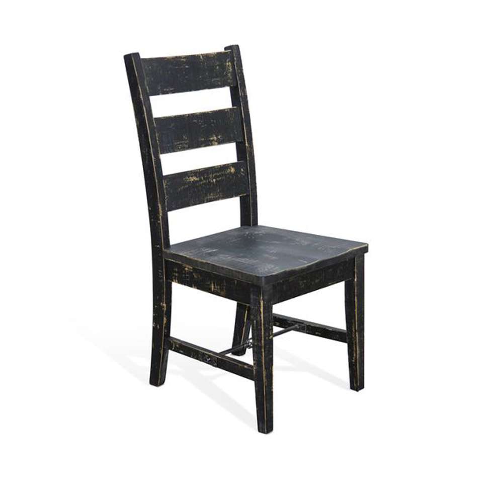 Sunny Designs - Marina -  Black Sand Ladderback Chair with Turnbuckle, Wood Seat (Set of 2) - 1508BS-T veiw 1
