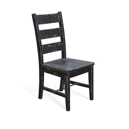 Sunny Designs - Marina -  Black Sand Ladderback Chair with Turnbuckle, Wood Seat (Set of 2) - 1508BS-T veiw 1
