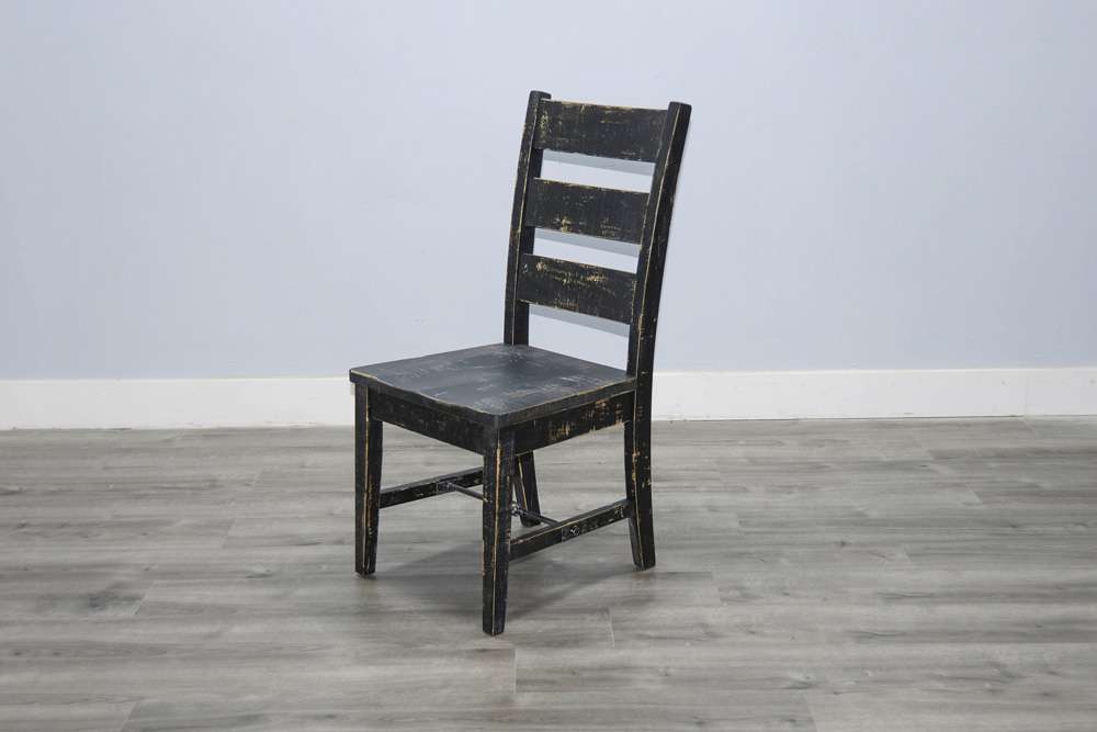 Sunny Designs - Marina -  Black Sand Ladderback Chair with Turnbuckle, Wood Seat (Set of 2) - 1508BS-T veiw 2