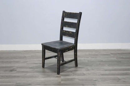 Sunny Designs - Marina -  Black Sand Ladderback Chair with Turnbuckle, Wood Seat (Set of 2) - 1508BS-T veiw 2