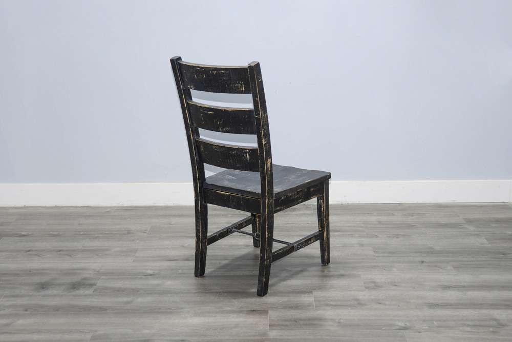 Sunny Designs - Marina -  Black Sand Ladderback Chair with Turnbuckle, Wood Seat (Set of 2) - 1508BS-T veiw 3