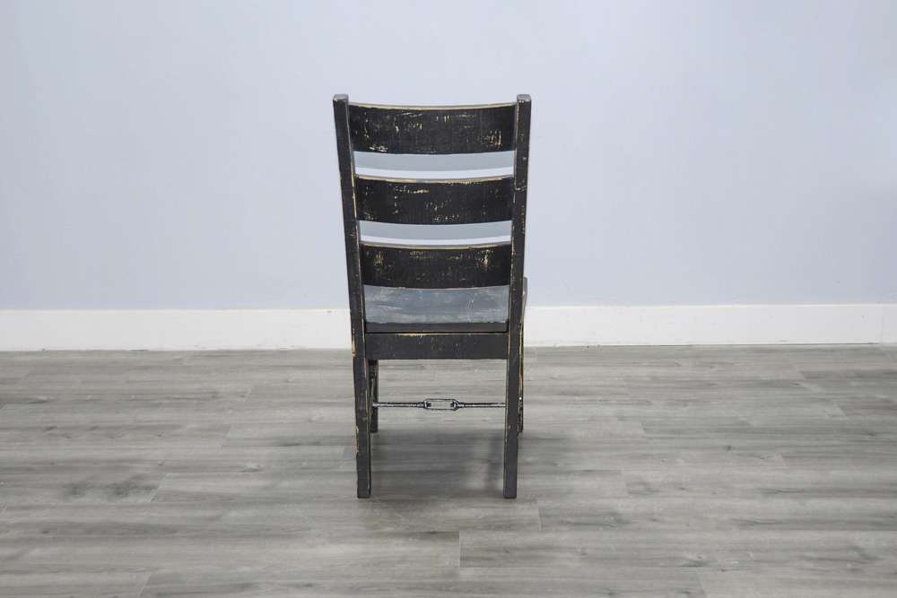 Sunny Designs - Marina -  Black Sand Ladderback Chair with Turnbuckle, Wood Seat (Set of 2) - 1508BS-T veiw 4