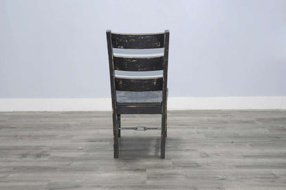 Sunny Designs - Marina -  Black Sand Ladderback Chair with Turnbuckle, Wood Seat (Set of 2) - 1508BS-T veiw 4