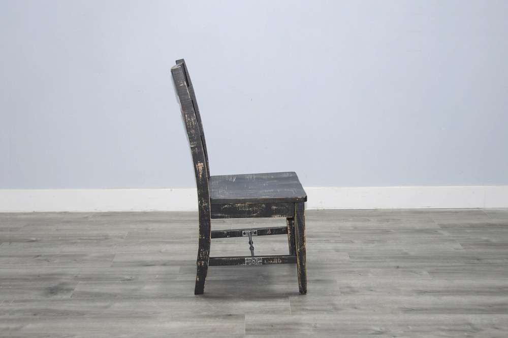 Sunny Designs - Marina -  Black Sand Ladderback Chair with Turnbuckle, Wood Seat (Set of 2) - 1508BS-T veiw 5