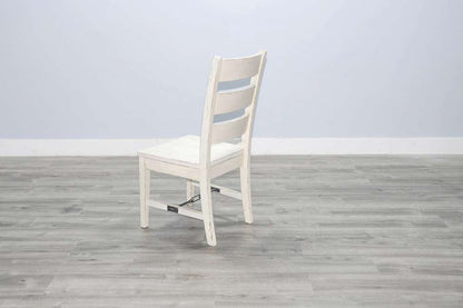 Sunny Designs - Marina -  White Sand Ladderback Chair with Turnbuckle, Wood Seat (Set of 2) - 1508WS-T veiw 3