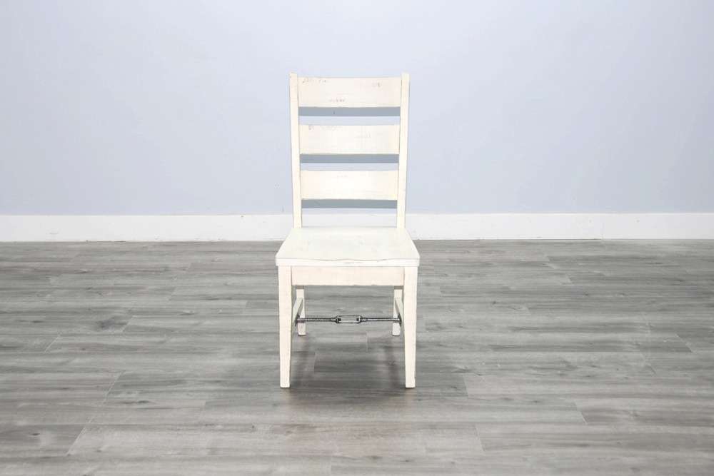 Sunny Designs - Marina -  White Sand Ladderback Chair with Turnbuckle, Wood Seat (Set of 2) - 1508WS-T veiw 5
