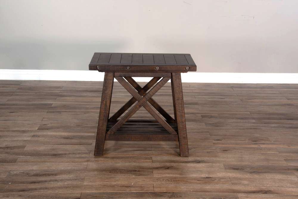 Sunny Designs -  Vivian 16in Farmhouse Mahogany Wood Chair Side Table in Dark Brown - 3156RN-CS veiw 2