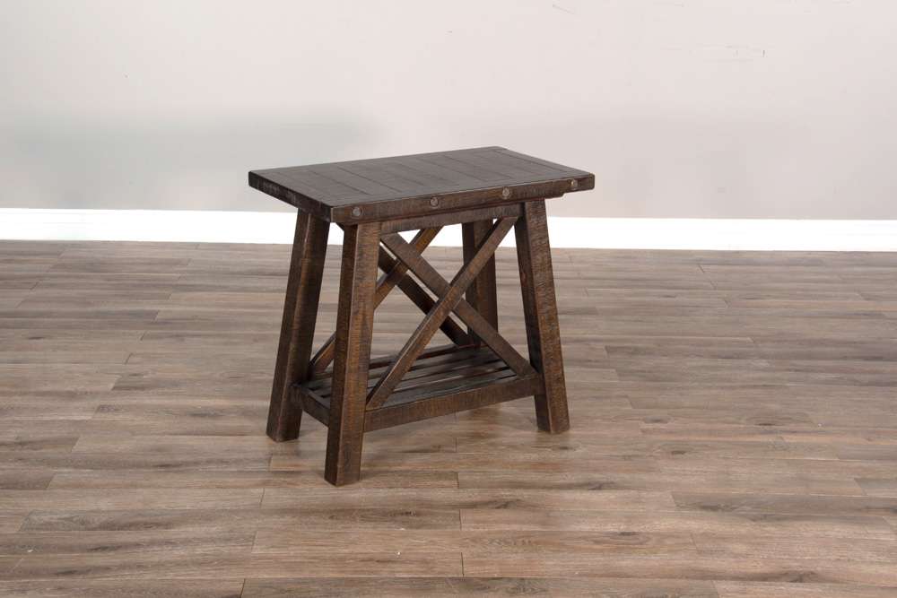 Sunny Designs -  Vivian 16in Farmhouse Mahogany Wood Chair Side Table in Dark Brown - 3156RN-CS veiw 3