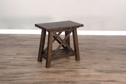 Sunny Designs -  Vivian 16in Farmhouse Mahogany Wood Chair Side Table in Dark Brown - 3156RN-CS veiw 3