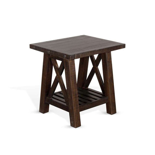 Sunny Designs -  Vivian 24in Farmhouse Mahogany Wood End Table in Dark Brown - 3156RN-E veiw 1