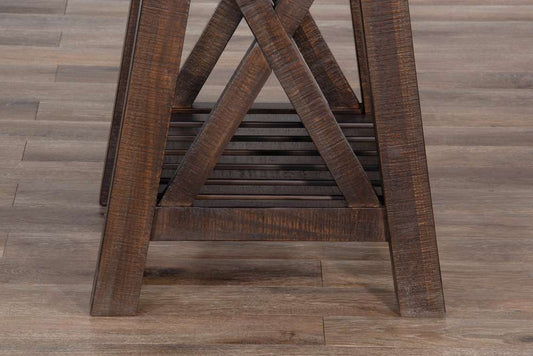 Sunny Designs -  Vivian 24in Farmhouse Mahogany Wood End Table in Dark Brown - 3156RN-E veiw 2