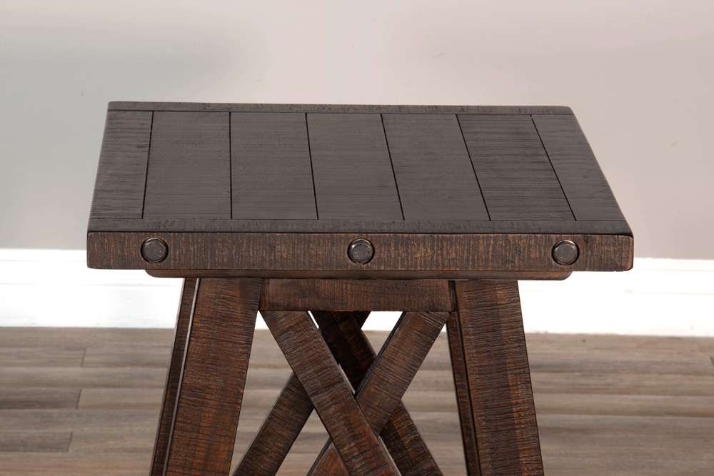Sunny Designs -  Vivian 24in Farmhouse Mahogany Wood End Table in Dark Brown - 3156RN-E veiw 4