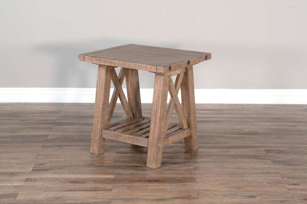 Sunny Designs -  Vivian 24in Farmhouse Mahogany Wood End Table in Light Brown - 3156DR-E veiw 5