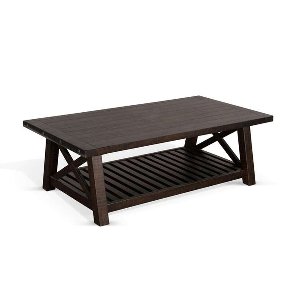Sunny Designs -  Vivian 52in Farmhouse Mahogany Wood Coffee Table in Dark Brown - 3156RN-C veiw 1