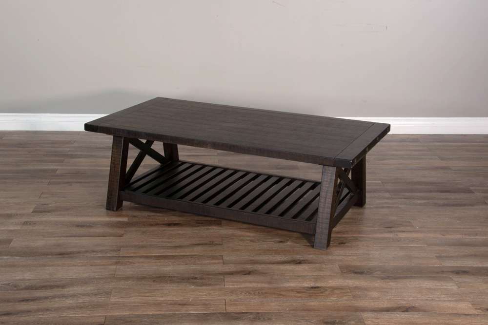 Sunny Designs -  Vivian 52in Farmhouse Mahogany Wood Coffee Table in Dark Brown - 3156RN-C veiw 2