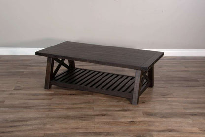 Sunny Designs -  Vivian 52in Farmhouse Mahogany Wood Coffee Table in Dark Brown - 3156RN-C veiw 2