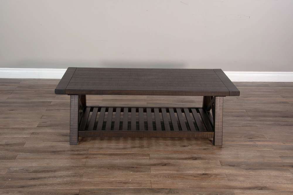 Sunny Designs -  Vivian 52in Farmhouse Mahogany Wood Coffee Table in Dark Brown - 3156RN-C veiw 4