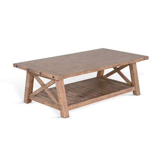 Sunny Designs -  Vivian 52in Farmhouse Mahogany Wood Coffee Table in Light Brown - 3156DR-C veiw 1