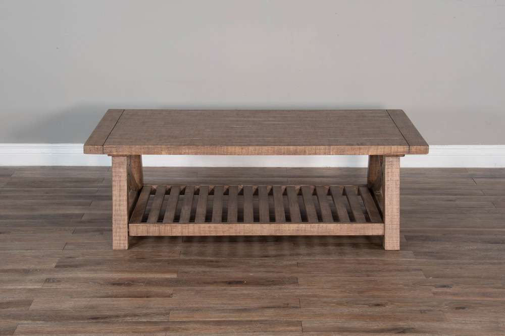 Sunny Designs -  Vivian 52in Farmhouse Mahogany Wood Coffee Table in Light Brown - 3156DR-C veiw 3