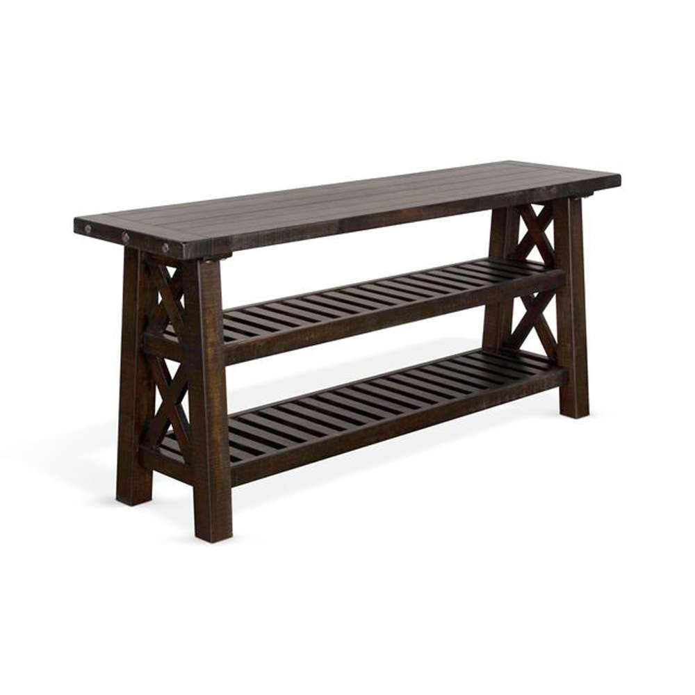 Sunny Designs -  Vivian 60in Farmhouse Mahogany Wood Sofa Table in Dark Brown - 3156RN-S veiw 1