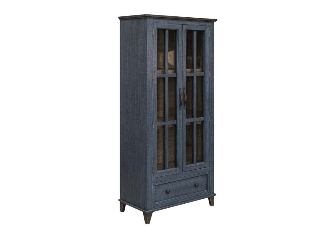 IFD - Toscana - 1 Drawer 2 Glass Doors Cabinet , Blue - IFD1601CABBL veiw 1
