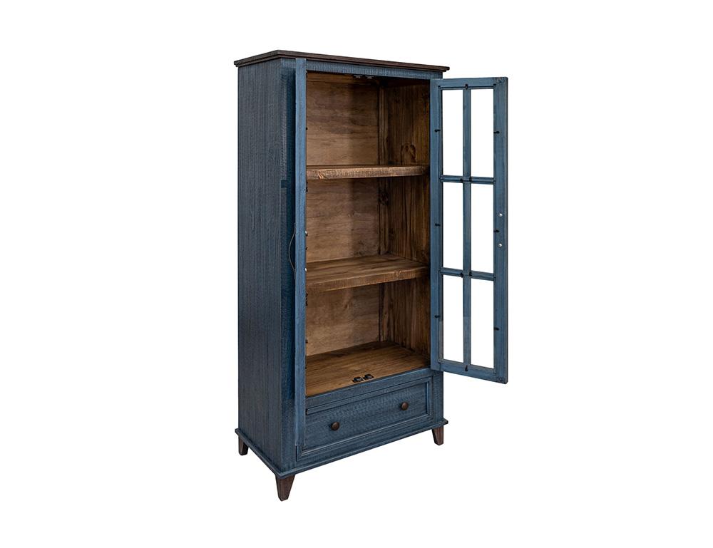 IFD - Toscana - 1 Drawer 2 Glass Doors Cabinet , Blue - IFD1601CABBL veiw 2