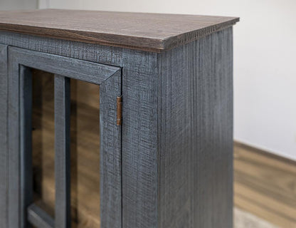 IFD - Toscana - 1 Drawer 2 Glass Doors Cabinet , Blue - IFD1601CABBL veiw 5