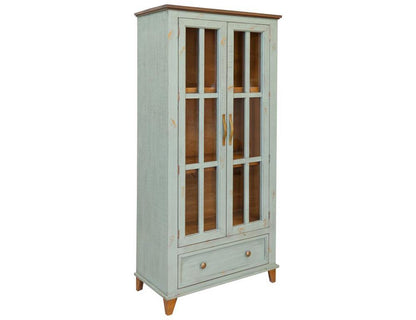IFD - Toscana - 1 Drawer 2 Glass Doors Cabinet , Green - IFD1601CABGN veiw 1