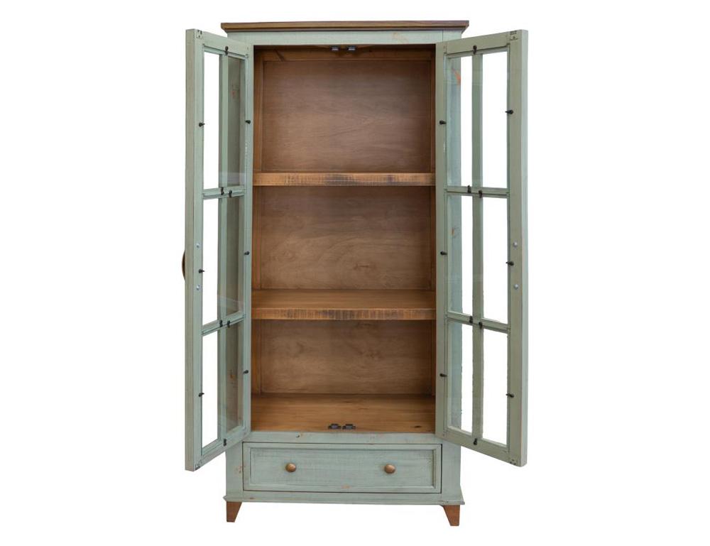 IFD - Toscana - 1 Drawer 2 Glass Doors Cabinet , Green - IFD1601CABGN veiw 3