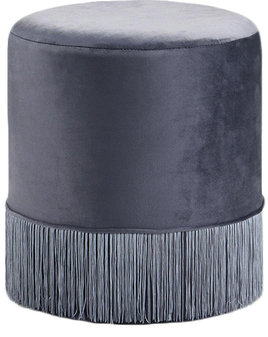Meridian Furniture - Teddy Grey Velvet Ottoman/Stool - 130Grey veiw 1