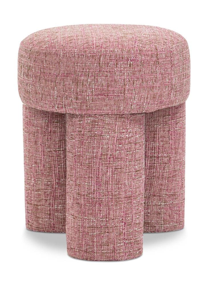 Meridian Furniture - Larson Pink Polyester Fabric Ottoman/Stool - 100Pink veiw 1