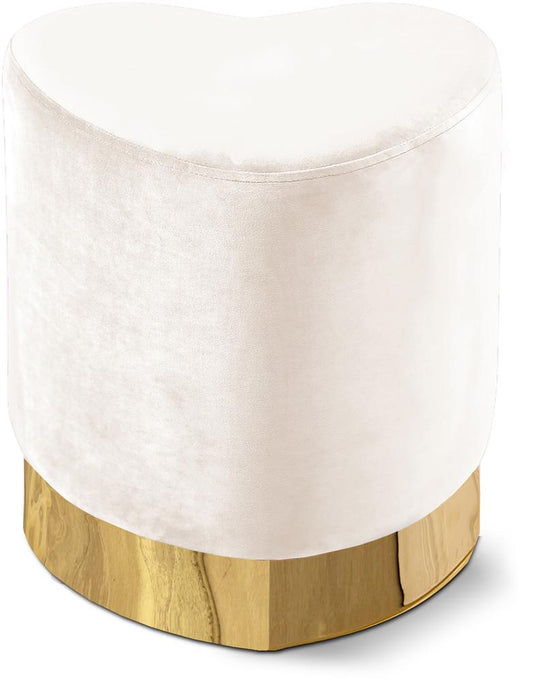 Meridian Furniture - Heart Cream Velvet Ottoman/Stool - 125Cream veiw 1