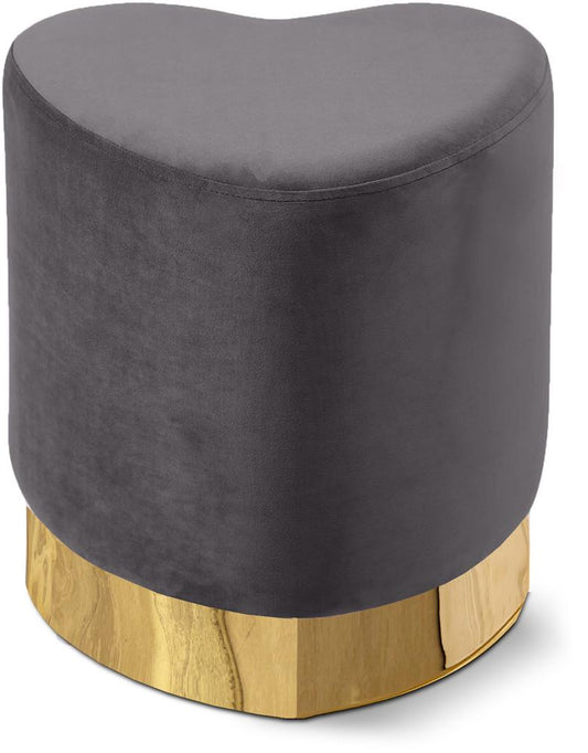 Meridian Furniture - Heart Grey Velvet Ottoman/Stool - 125Grey veiw 1