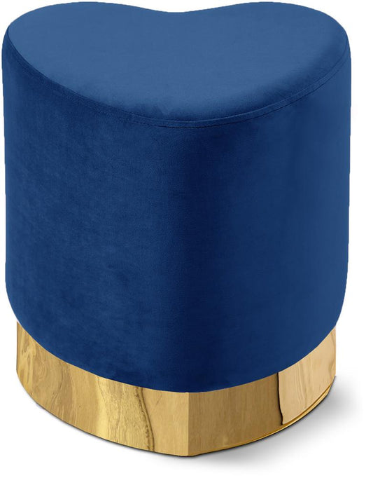 Meridian Furniture - Heart Navy Velvet Ottoman/Stool - 125Navy veiw 1