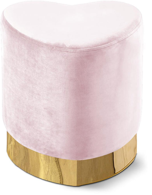 Meridian Furniture - Heart Pink Velvet Ottoman/Stool - 125Pink veiw 1