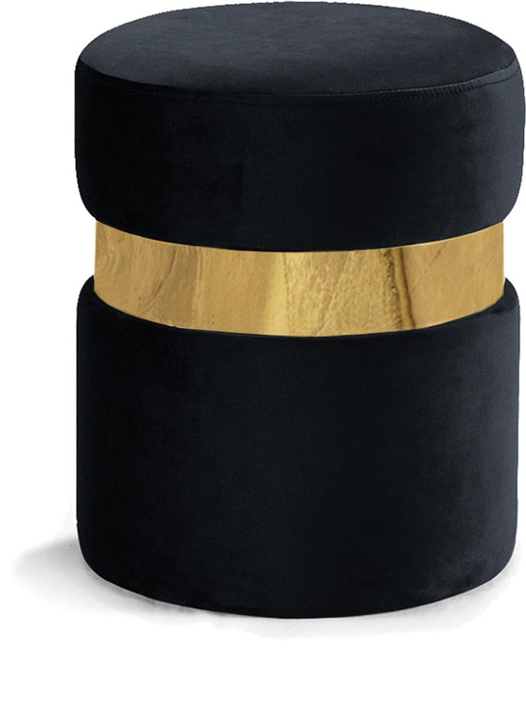 Meridian Furniture - Hailey Black Velvet Ottoman/Stool - 132Black veiw 1