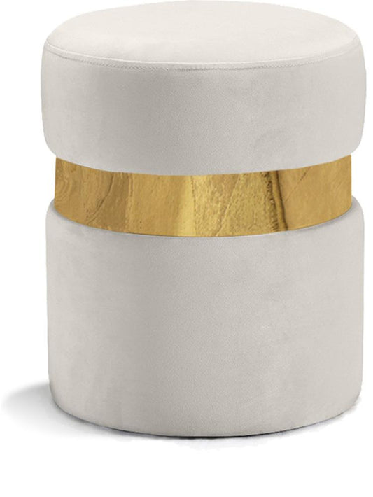 Meridian Furniture - Hailey Cream Velvet Ottoman/Stool - 132Cream veiw 1