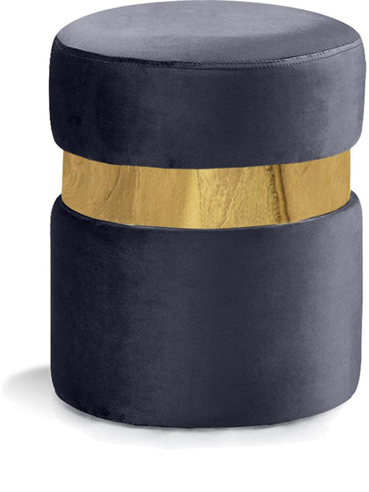 Meridian Furniture - Hailey Grey Velvet Ottoman/Stool - 132Grey veiw 1