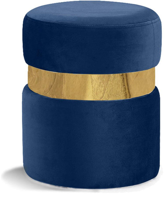 Meridian Furniture - Hailey Navy Velvet Ottoman/Stool - 132Navy veiw 1