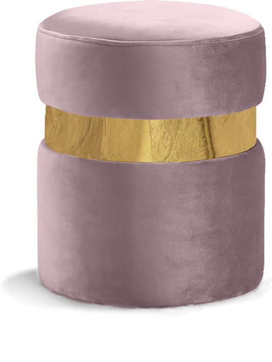 Meridian Furniture - Hailey Pink Velvet Ottoman/Stool - 132Pink veiw 1