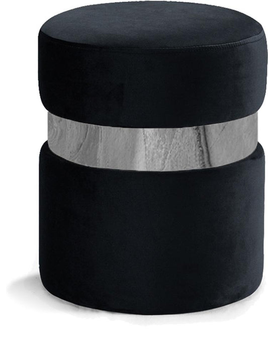 Meridian Furniture - Hailey Black Velvet Ottoman/Stool - 133Black veiw 1