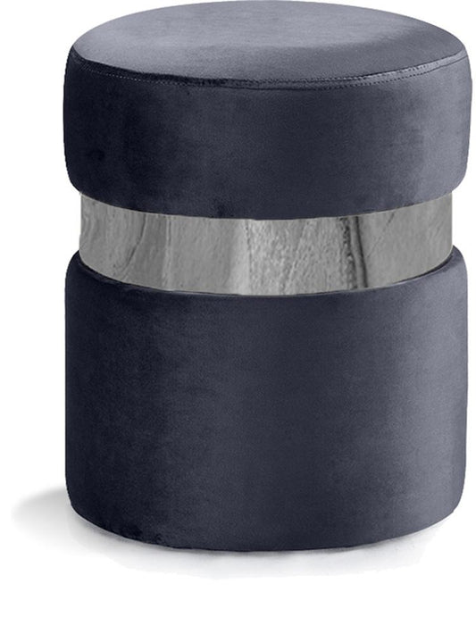 Meridian Furniture - Hailey Grey Velvet Ottoman/Stool - 133Grey veiw 1
